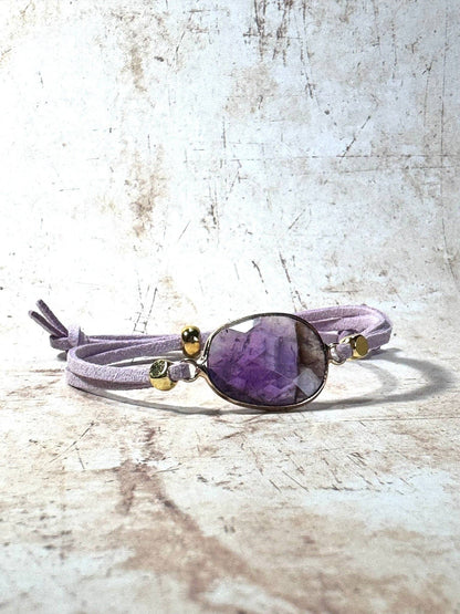 Amethyst Bracelet with Lilac Suede