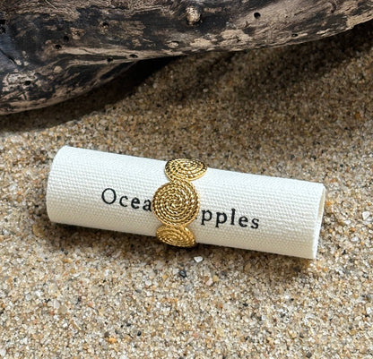 18ct Gold Plated Adjustable Textured Spiral Ring