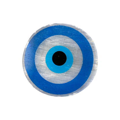 Powerful Evil Eye Charging Plate - Selenite Crystal: Round