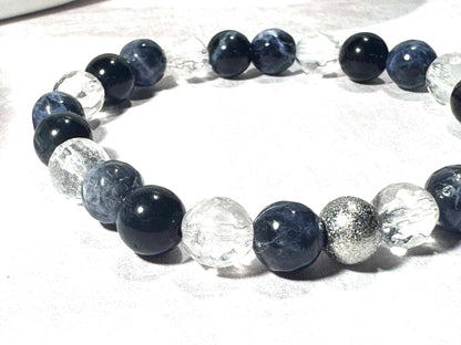 Tigers Eye and Clear Quartz Diffuser Bracelet: 6.5 Inch Medium
