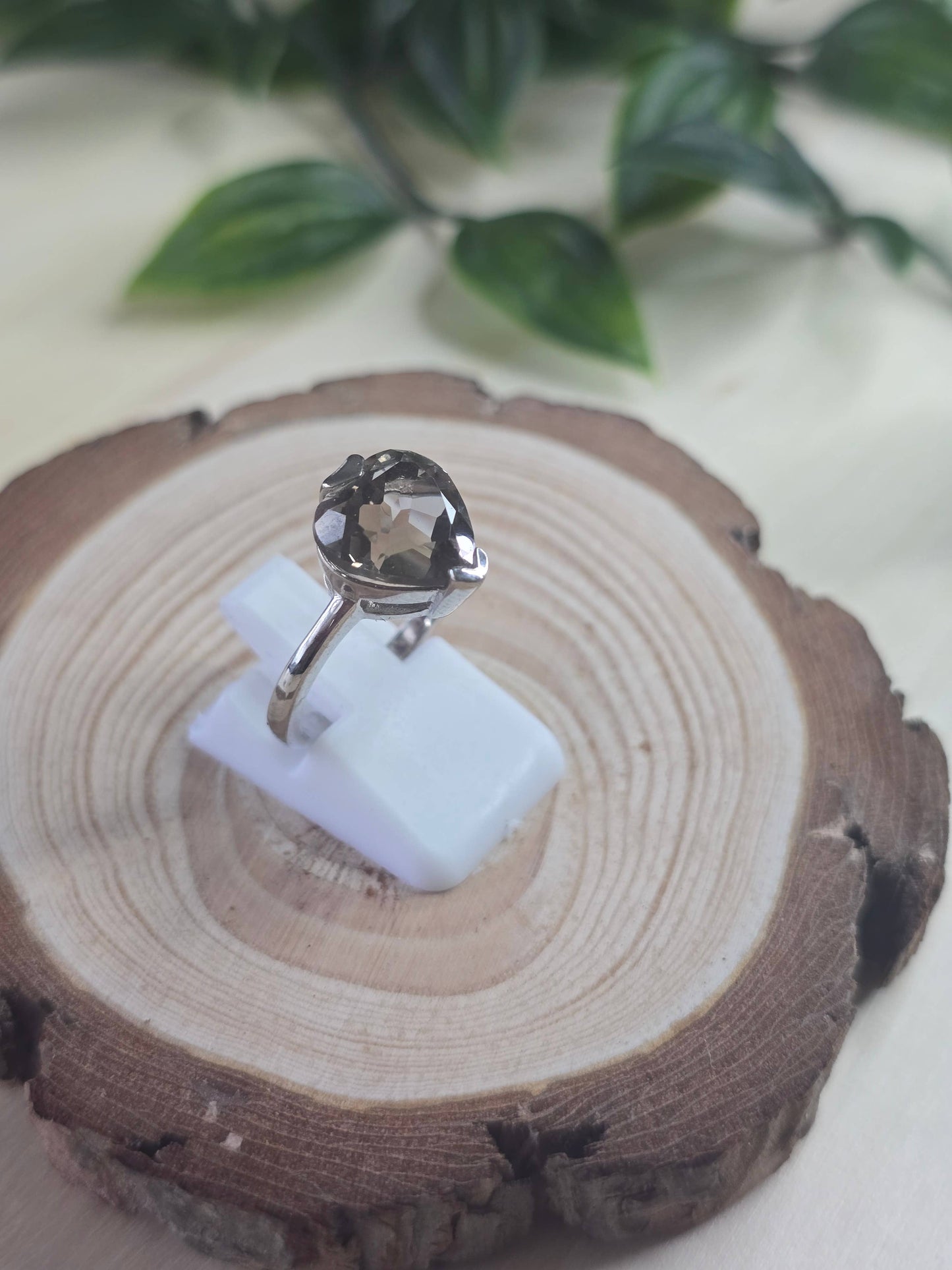 Smokey Quartz Sterling Silver Ring - 3.2g - UK L