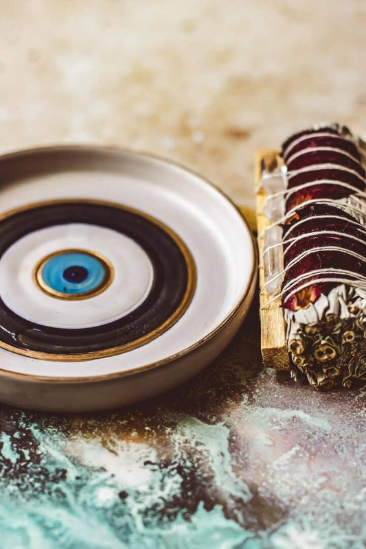 Evil Eye Handmade ceramic incense holder