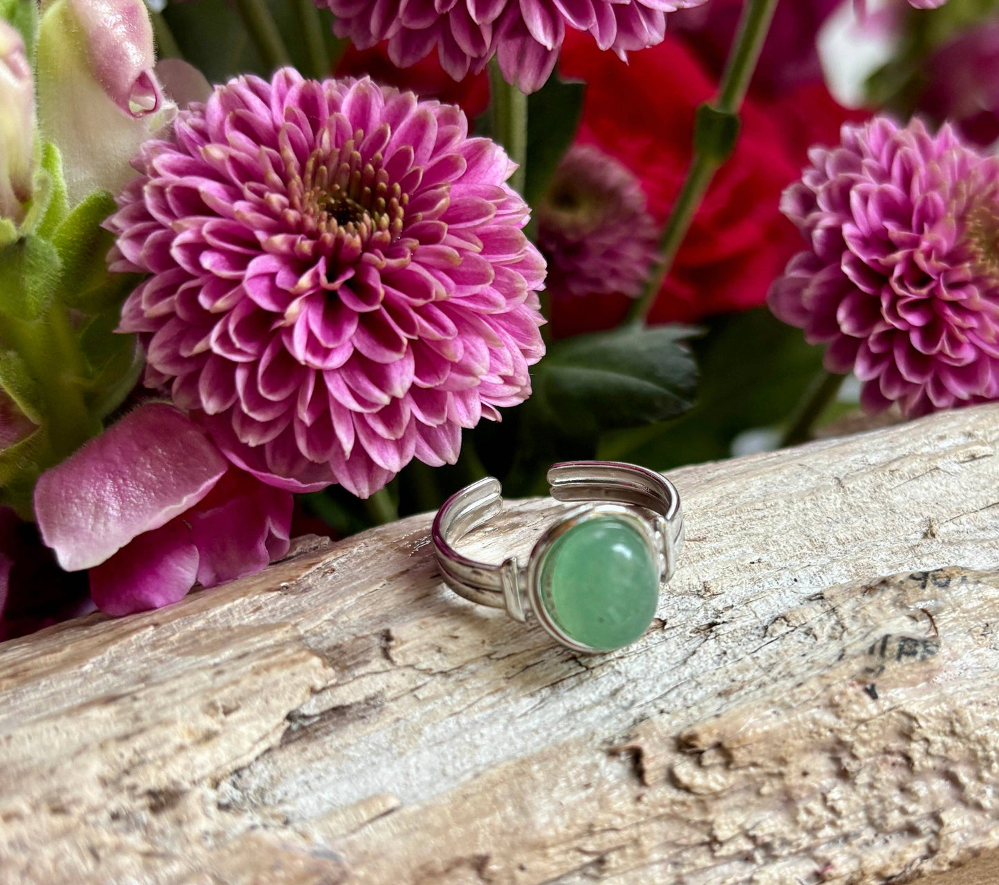Silver Aventurine Single Band Ring