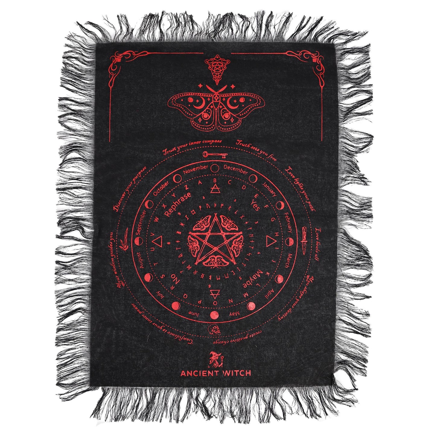 Ancient Witch Pendulum Divination Cloth: All Seeing Eye - Divination Cloth - Natural & Black