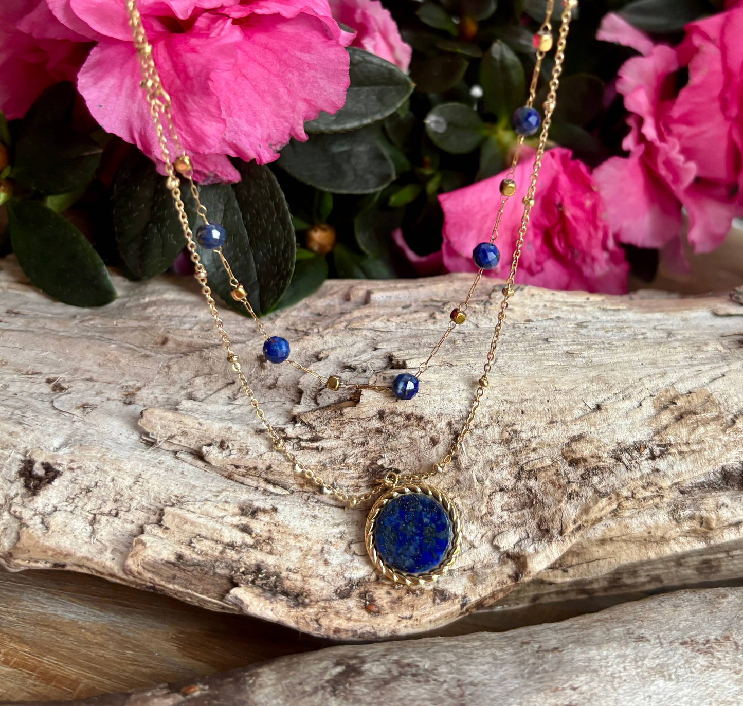 18ct Gold Plated Lapis Lazuli Layered Necklaces 