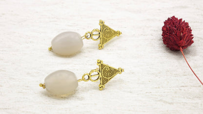 Agate Crystal Stone Earrings: Dark