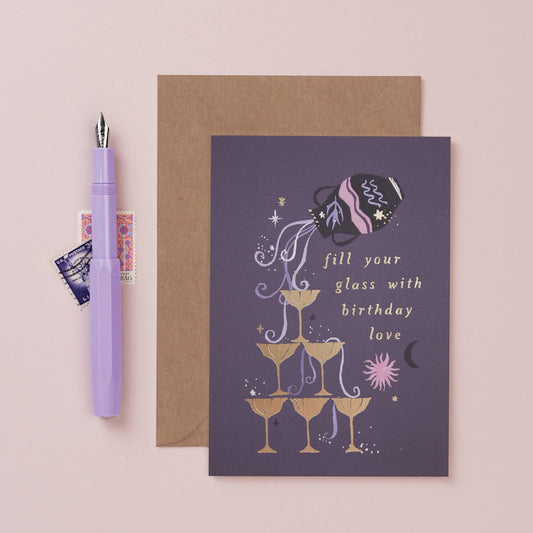 Bubbles Zodiac Birthday Card | Aquarius Star Sign Cards