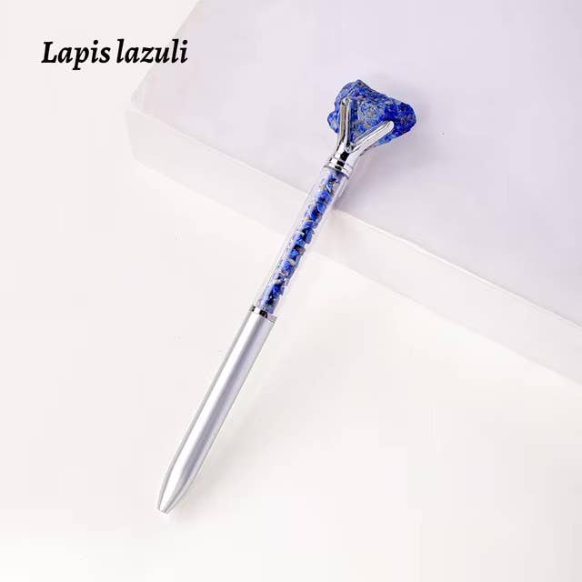 Raw Stone Cylindrical Crystal Pen: Citrine