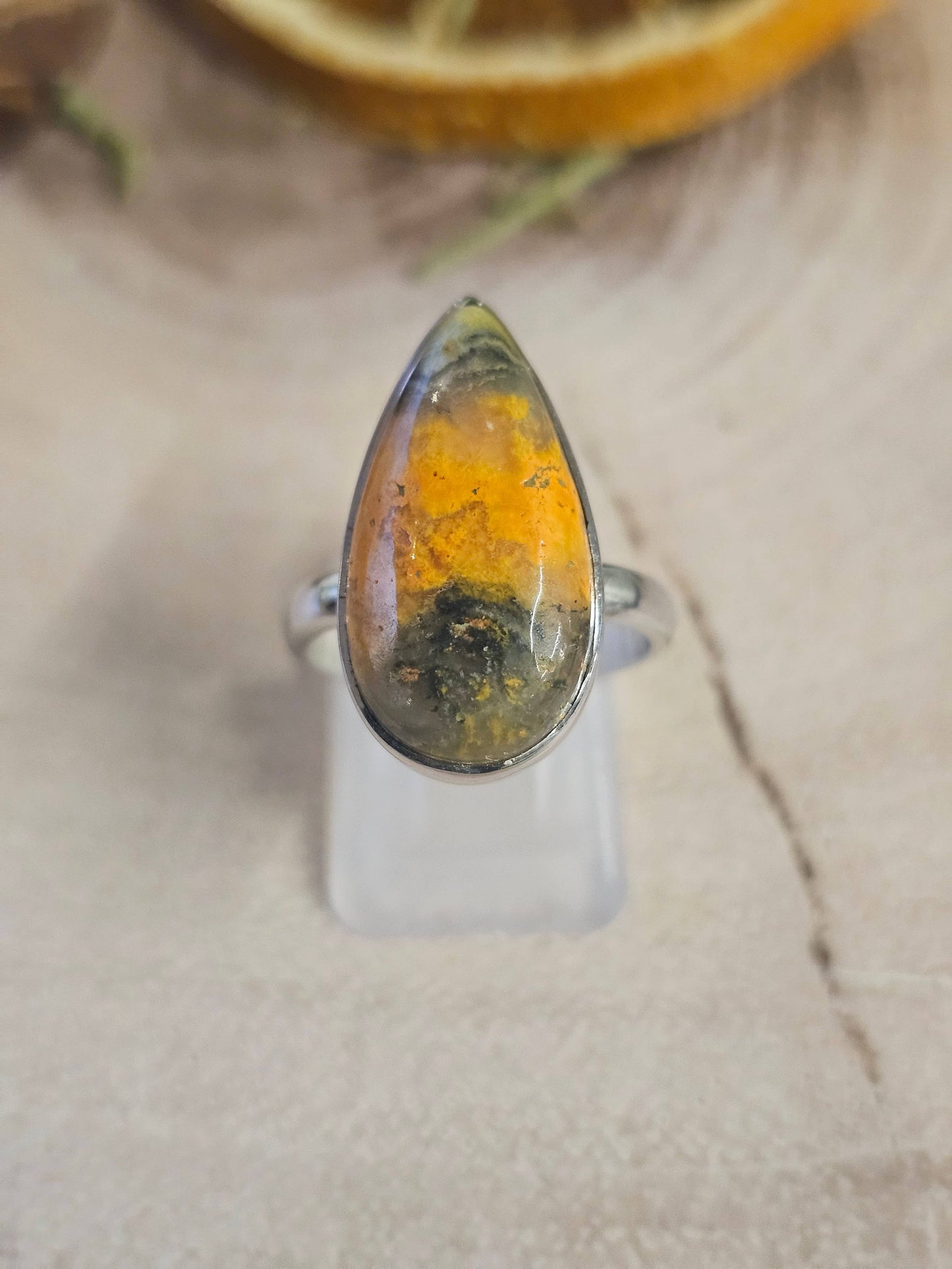 Bumble Bee Jasper Sterling Silver Ring - 4.80g