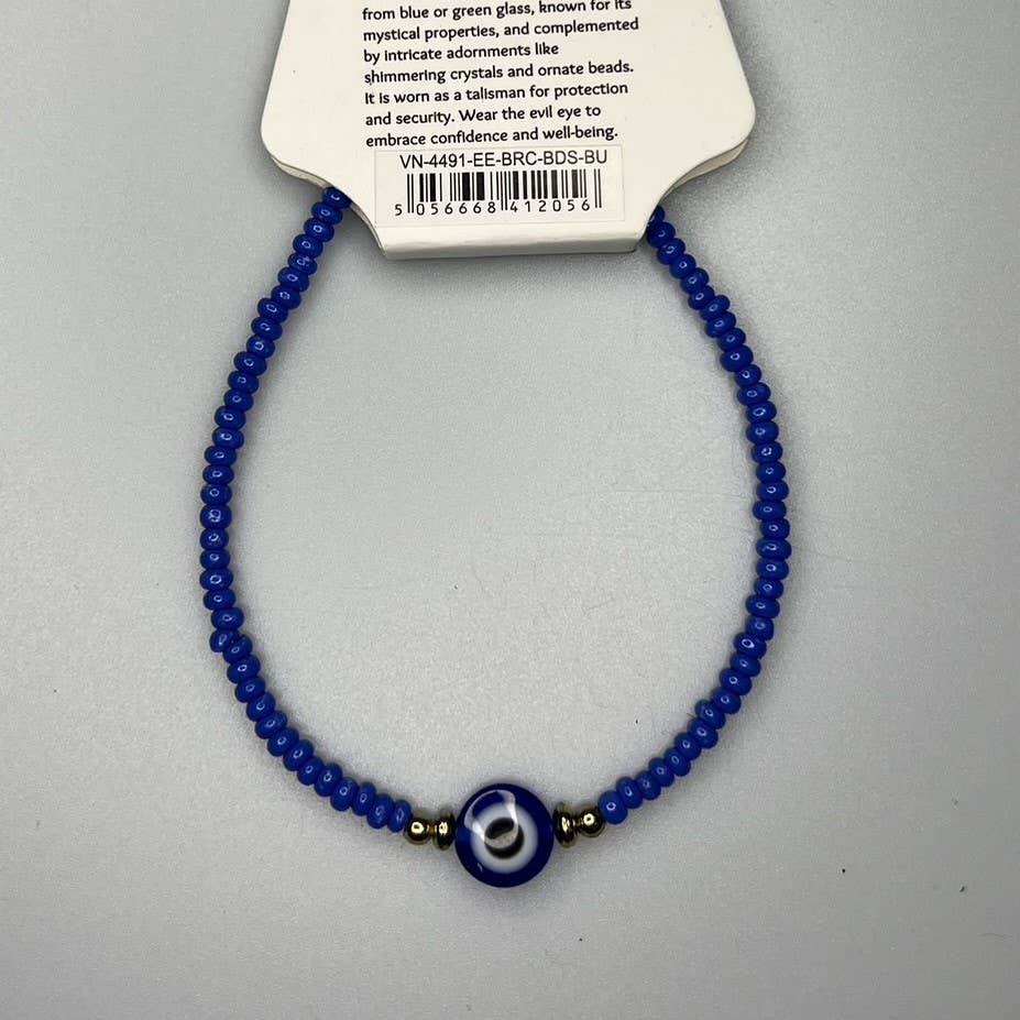 Evil Eye Bracelet with 2 Gold Beads Each Side (JIT): Pink