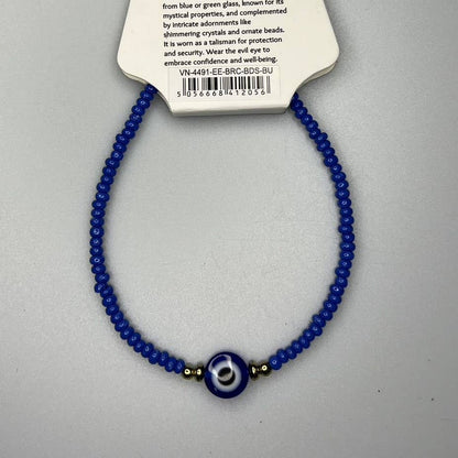 Evil Eye Bracelet with 2 Gold Beads Each Side (JIT): Pink