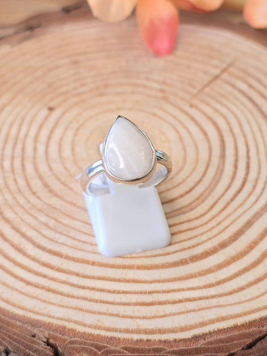 Mangano Calcite Sterling Silver Teardrop Ring - 3.6g - UK N