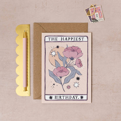 Tarot Flower Birthday Card | Tarot Card | Floral Cards