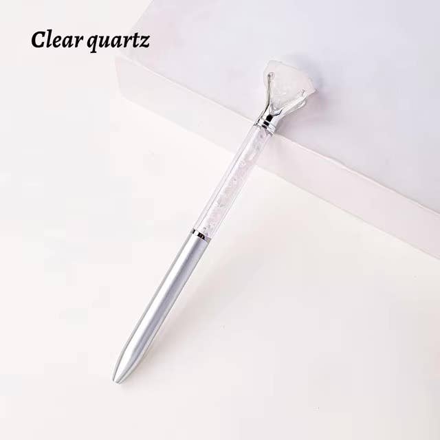Raw Stone Cylindrical Crystal Pen: Citrine