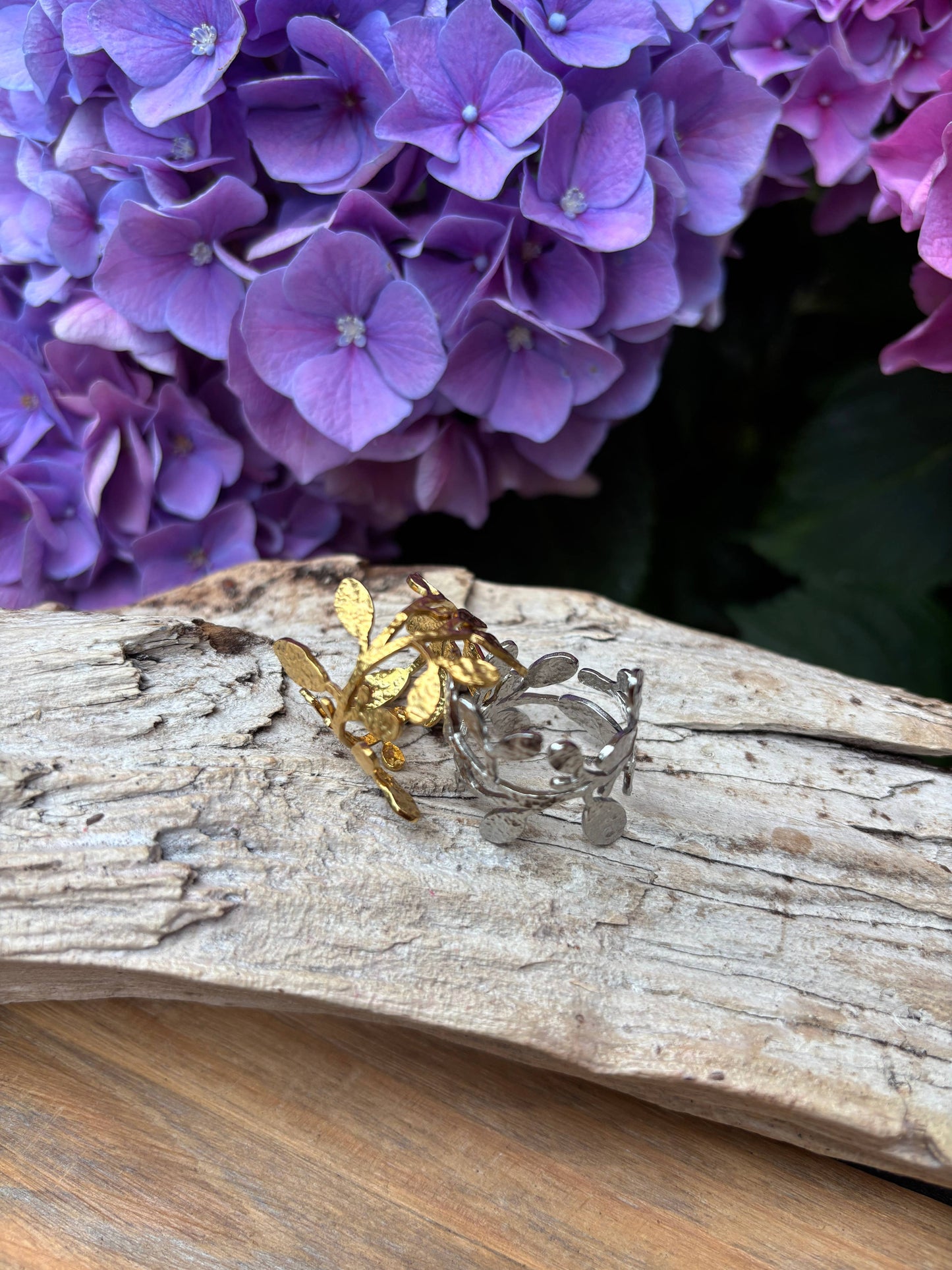 18ct Gold Plated Wrapped Around Leaf Ring - Available In Silver: Silver