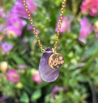 Personalised 18ct Gold Plated Amethyst Drop Necklace