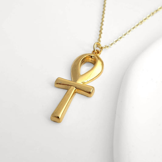 Gold Egyptian Ankh Necklace: 18 - 20 inches
