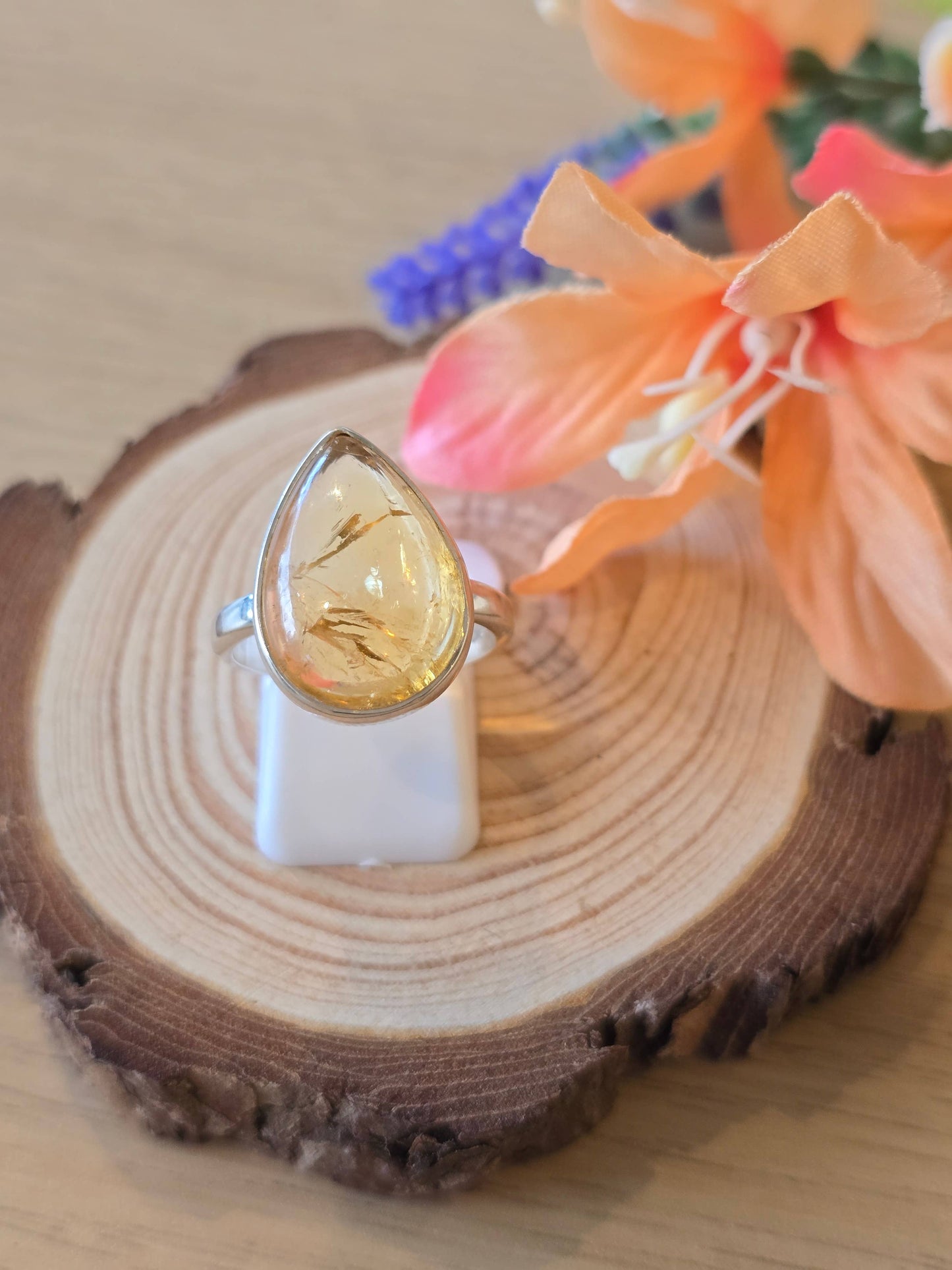 Citrine Sterling Silver Ring - 5.4g - UK P / Q