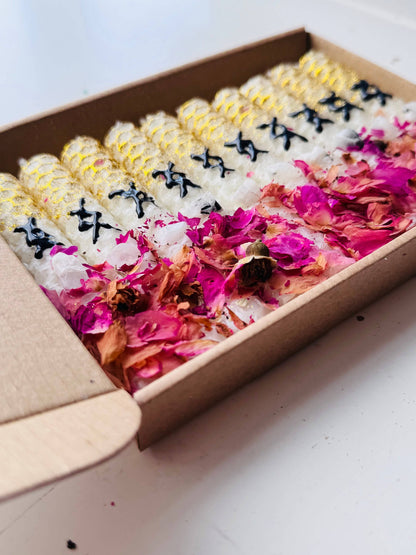 Luxury Beeswax Rune Candles with Rose, Moonstone & Glitter