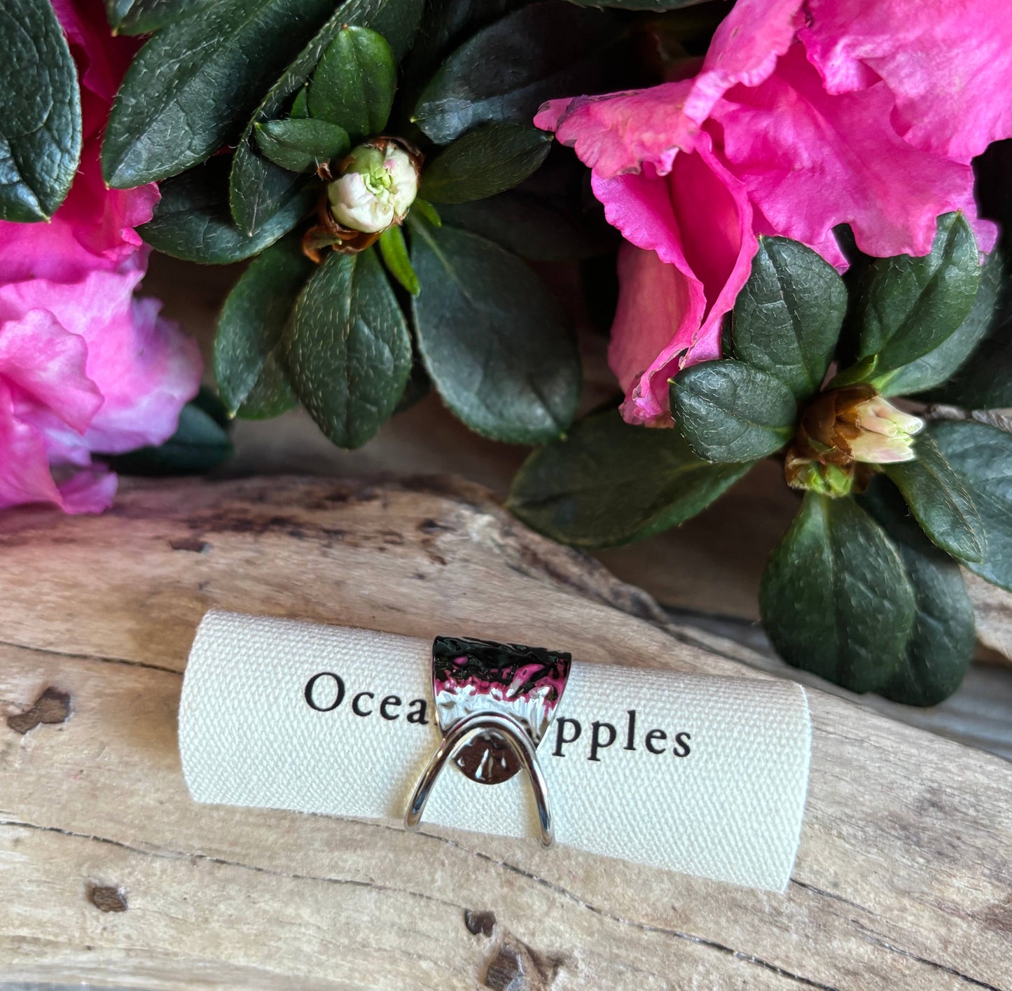 Silver Hammered Crossover Adjustable Ring