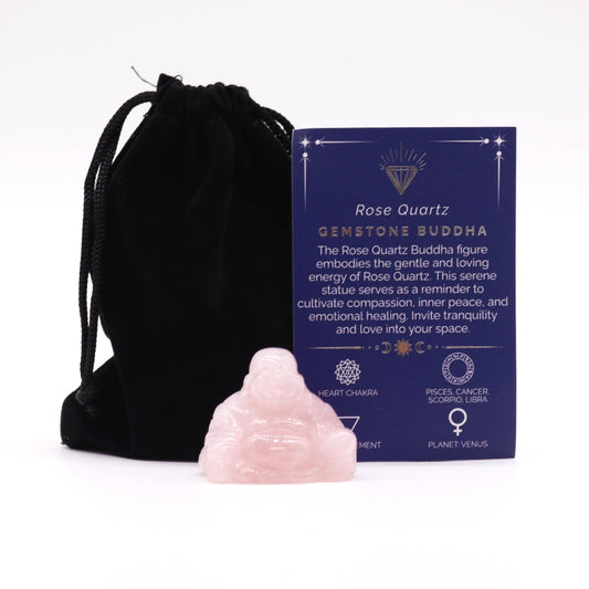 Gemstone Small Buddha- Rose Quartz 35x40x23mm