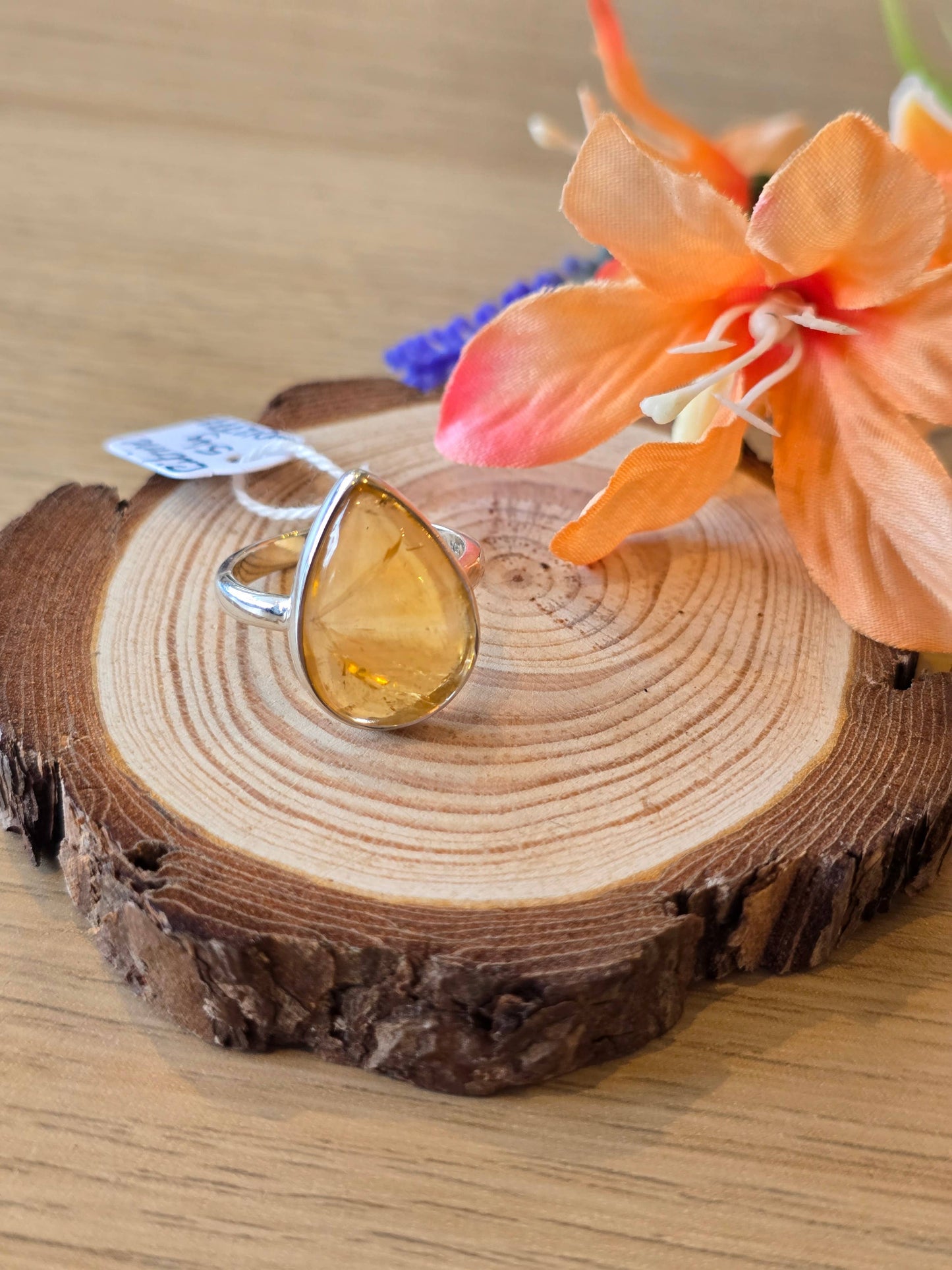 Citrine Sterling Silver Ring - 5.4g - UK P / Q