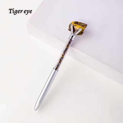 Raw Stone Cylindrical Crystal Pen: Citrine