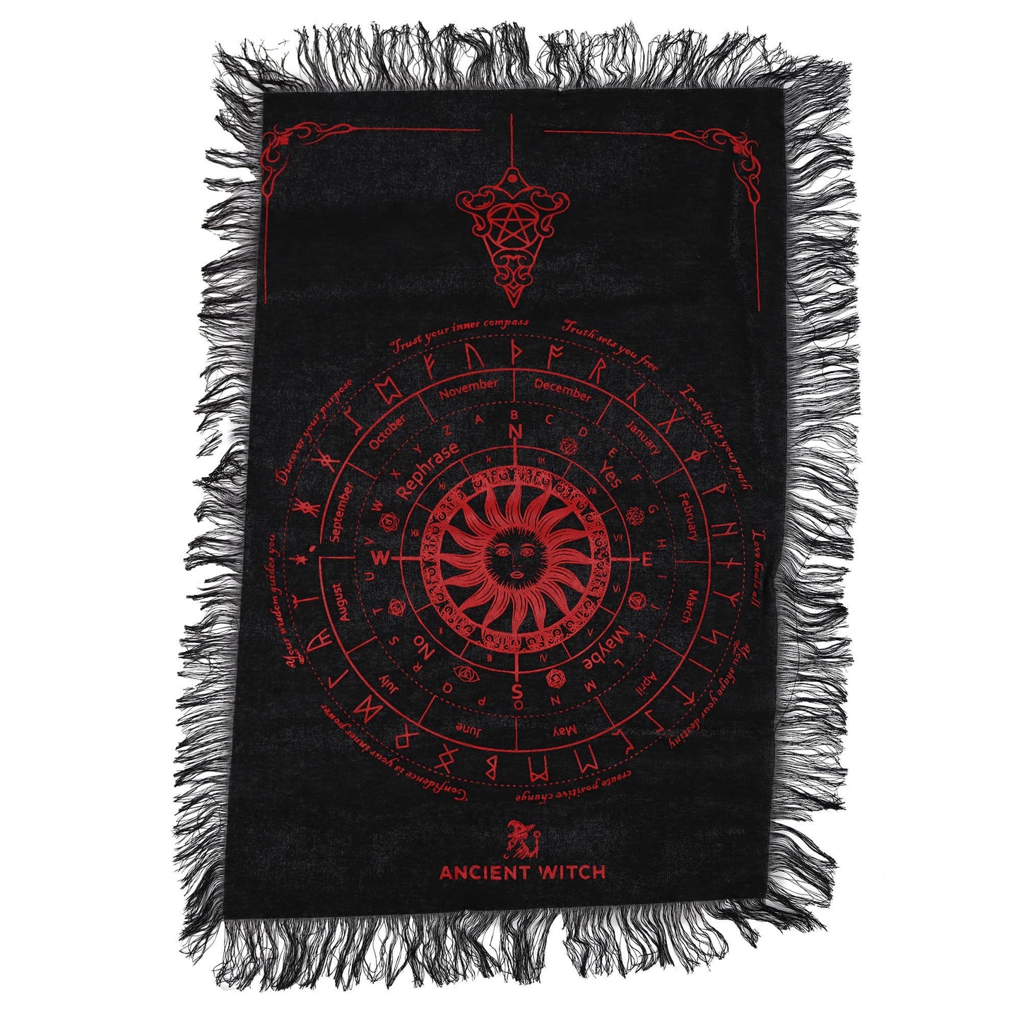 Ancient Witch Pendulum Divination Cloth: All Seeing Eye - Divination Cloth - Natural & Black