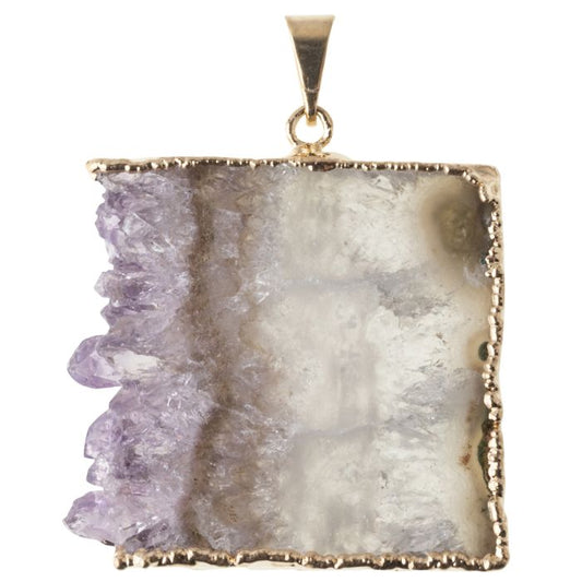 Amethyst Slab Pendant (points sideways), Gold Plated