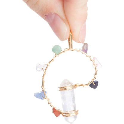Pendant DT Crystal Point w/ 7 Chakra Gold Plated