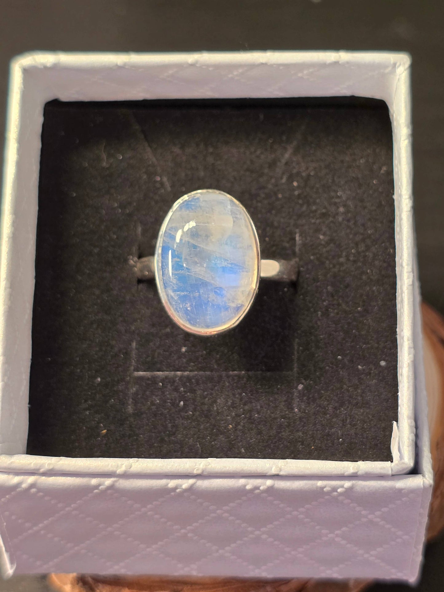 Blue Moonstone Sterling Silver Ring - 6.4g - UK Q