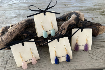 18ct Gold Plated Amethyst Drop Earrings