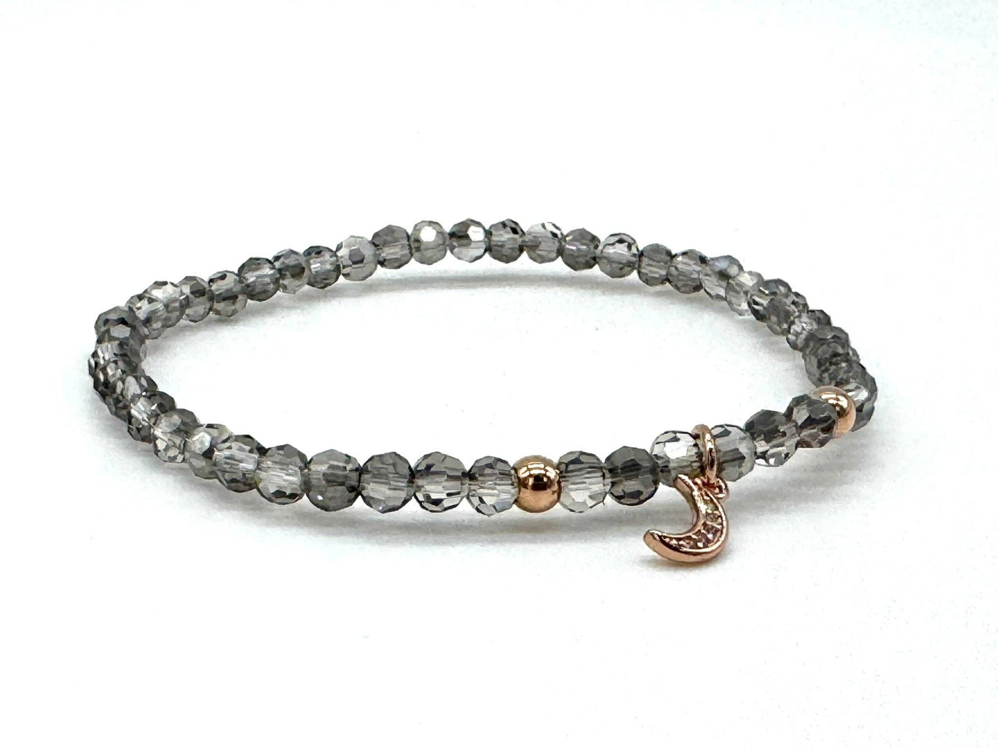 Grey Austrian Glass Moon Bracelet: Medium