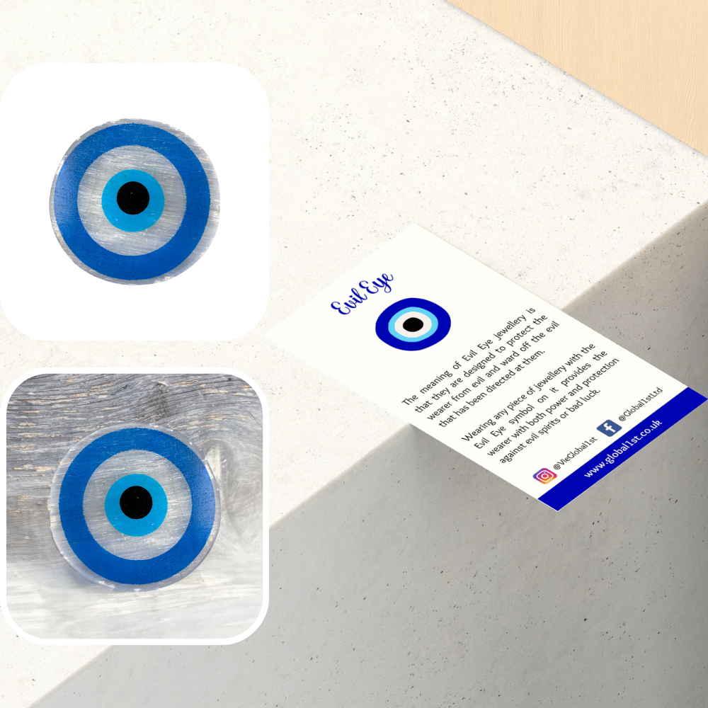 Powerful Evil Eye Charging Plate - Selenite Crystal: Round