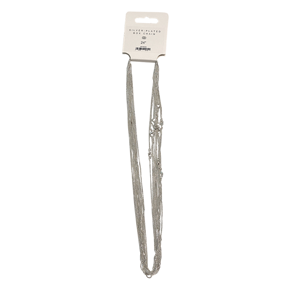 Silver-Plated Chains, Pack of 10: 20" / Box Chain