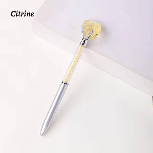 Raw Stone Cylindrical Crystal Pen: Citrine