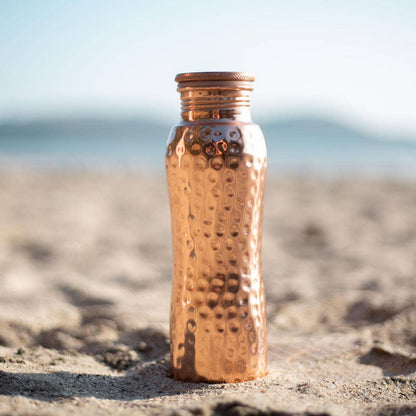Copper water bottle, hammered, 600ml