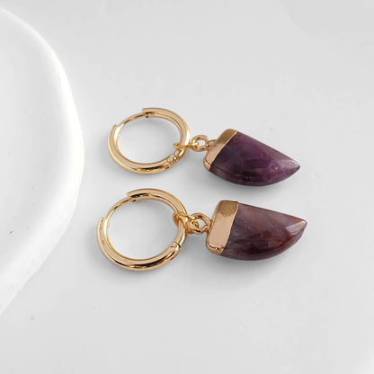 Amethyst or Lapis Lazuli Gemstone Hoops: Amethyst