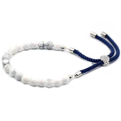 925 Silver Plated White Howlite Beaded Bracelet