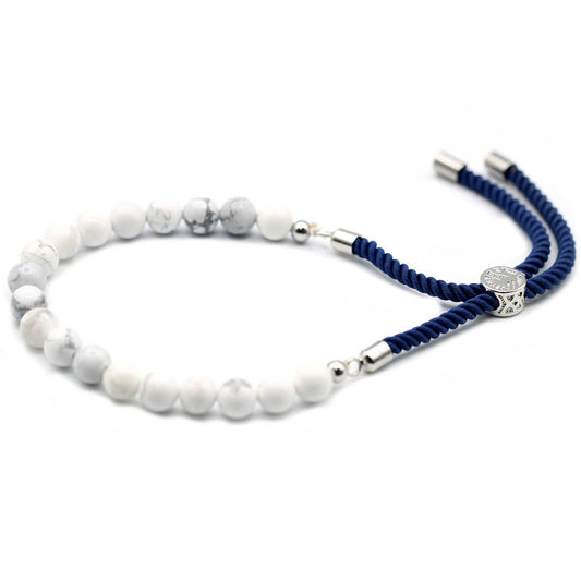 925 Silver Plated White Howlite Beaded Bracelet