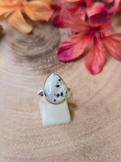 Merlinite Sterling Silver Ring - 3.89g - UK O / US 7