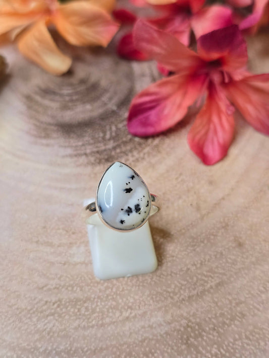 Merlinite Sterling Silver Ring - 3.89g - UK O / US 7