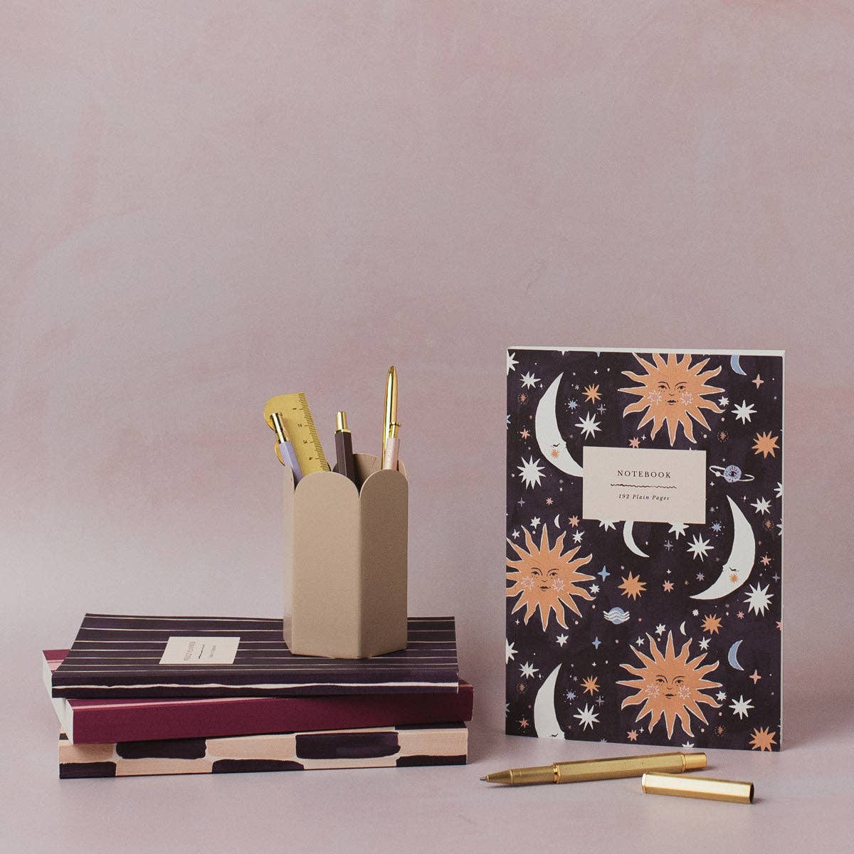 Sun And Moon Notebook | Plain Page Journal | Blank Notebooks