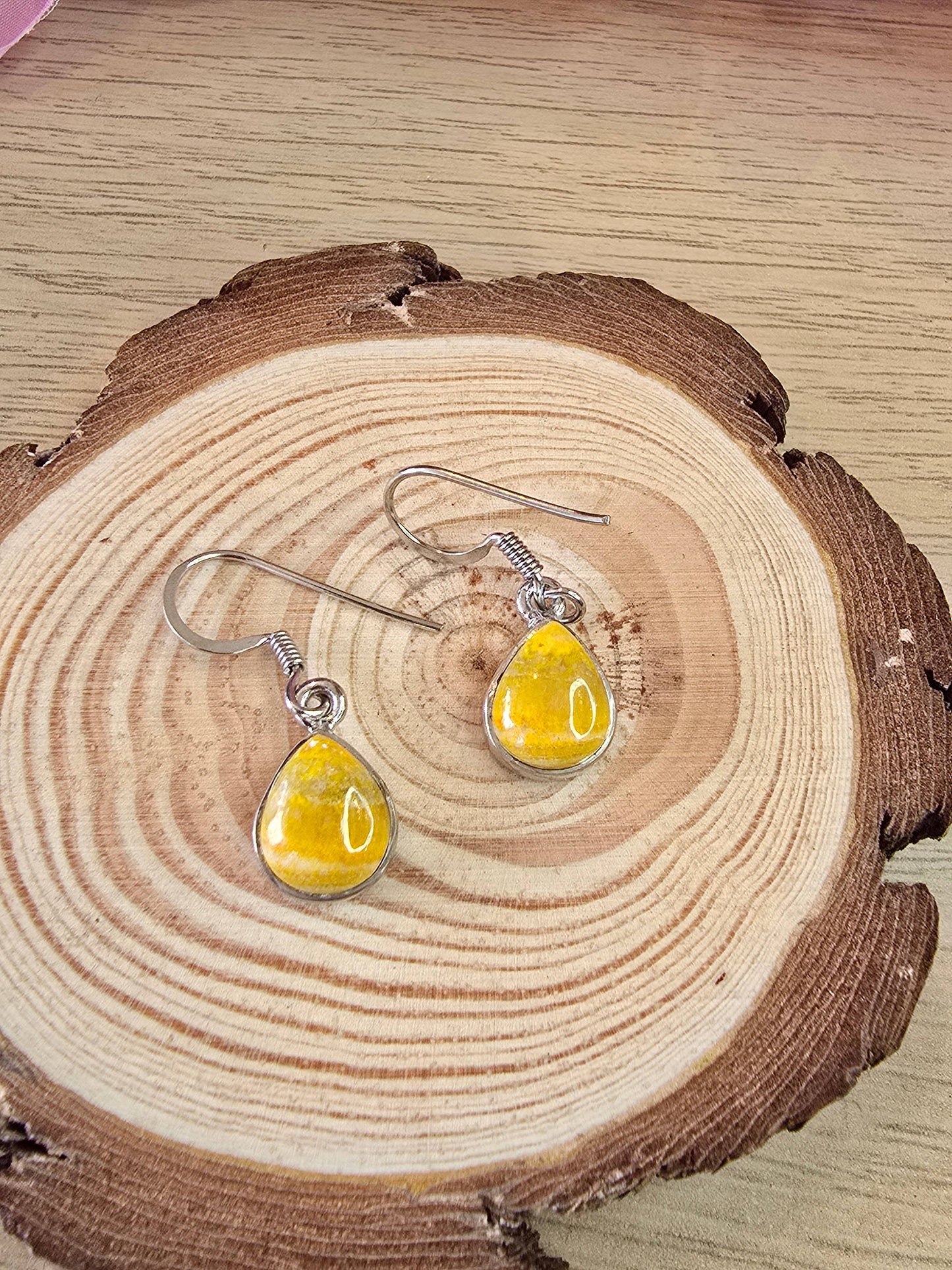 Bumblebee Jasper Sterling Silver Drop Earrings