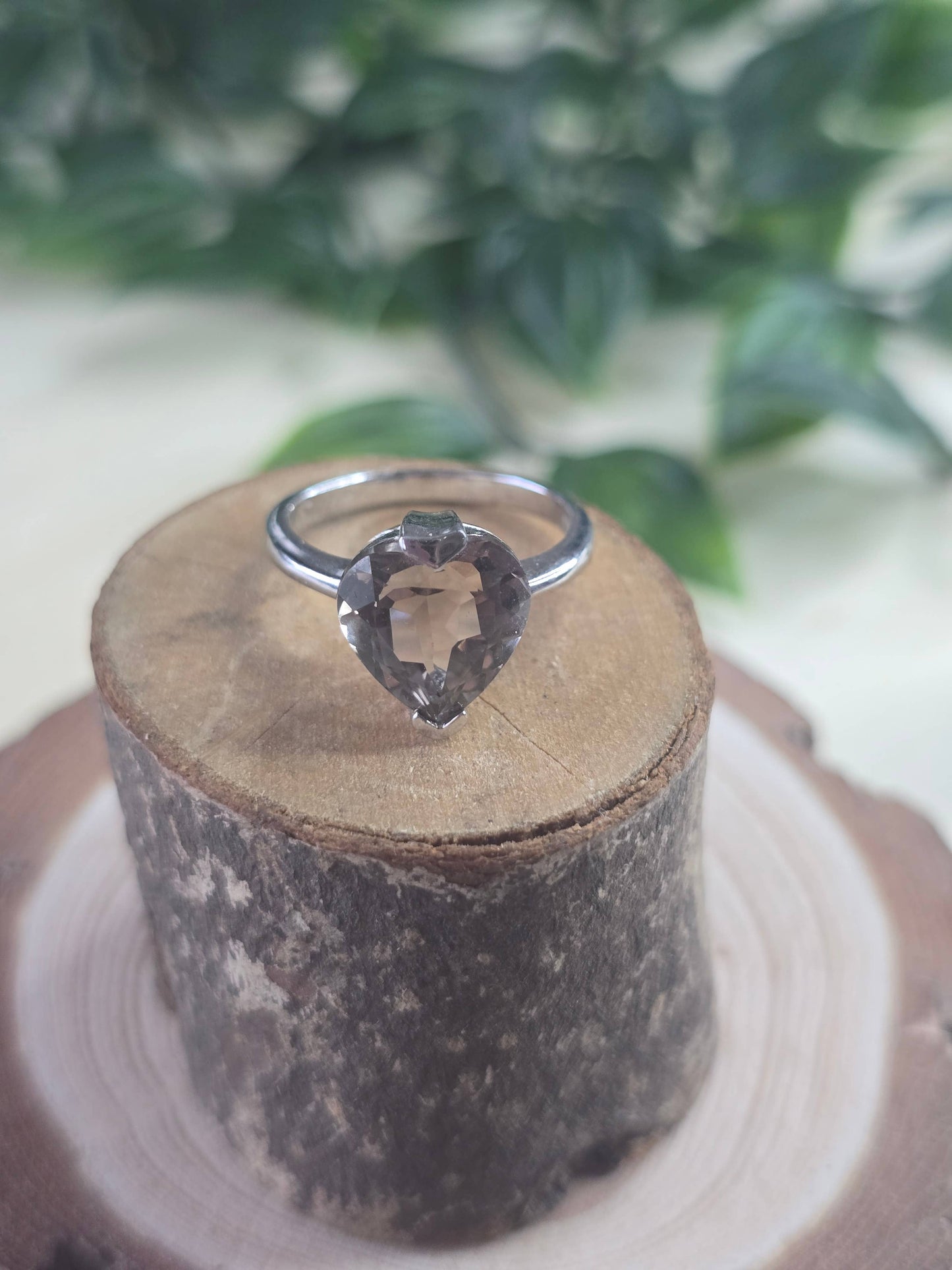 Smokey Quartz Sterling Silver Ring - 3.2g - UK L