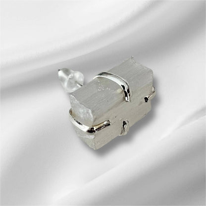 Selenite Crystal Stud Earrings – Silver Plated