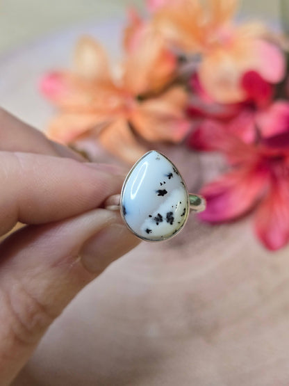 Merlinite Sterling Silver Ring - 3.89g - UK O / US 7
