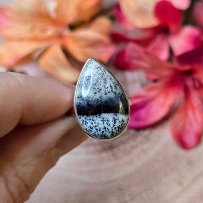 Merlinite Sterling Silver Ring - 4.71g -  UK N-O / US 7
