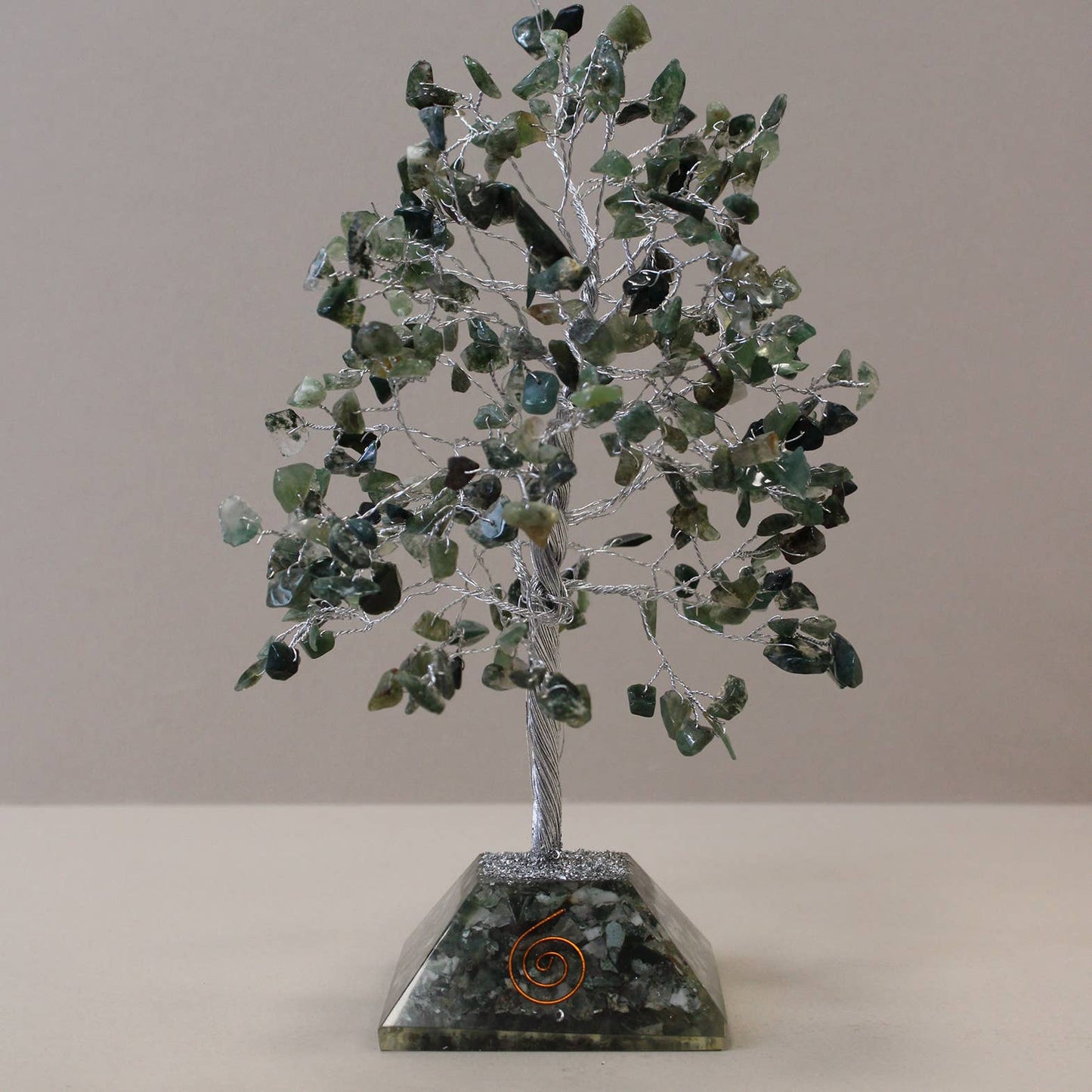Large Moss Agate Tree with Orgonite Base