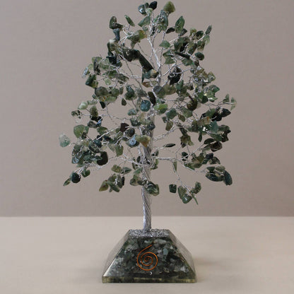 Large Moss Agate Tree with Orgonite Base